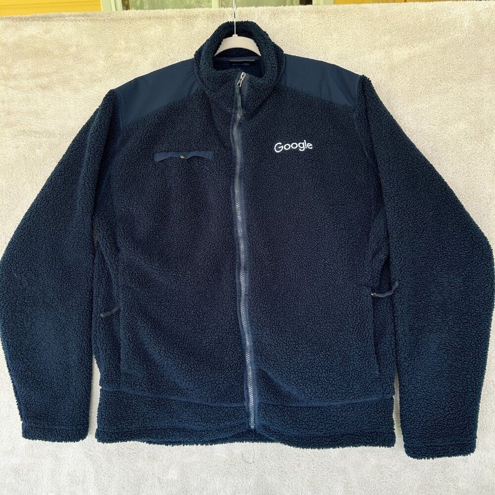 Fossa Google Full Zip Fleece Tech Promo IT Jacket 2XL Navy Blue Fuzzy Chest 50"